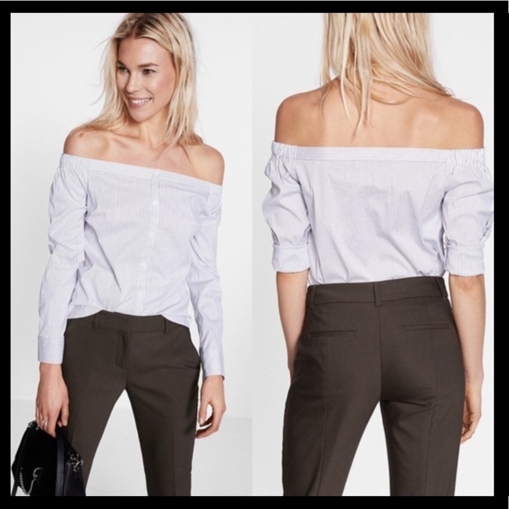 Express off the should Black top XS NWOT